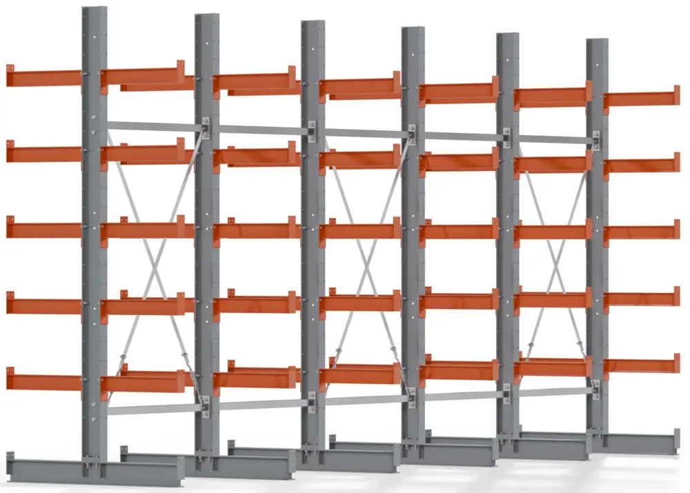 Regalwerk KARL BASIC 2100 Kragarmregal doppelseitig Komplettset 2500 x 5000 x 1000 mm Must-Have