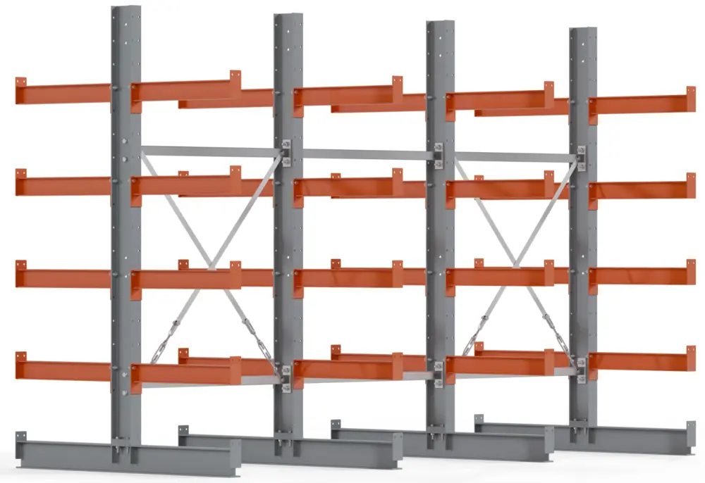 Zertifiziert Regalwerk KARL BASIC 1800 Kragarmregal doppelseitig Komplettset 2000 x 3000 x 1200 mm