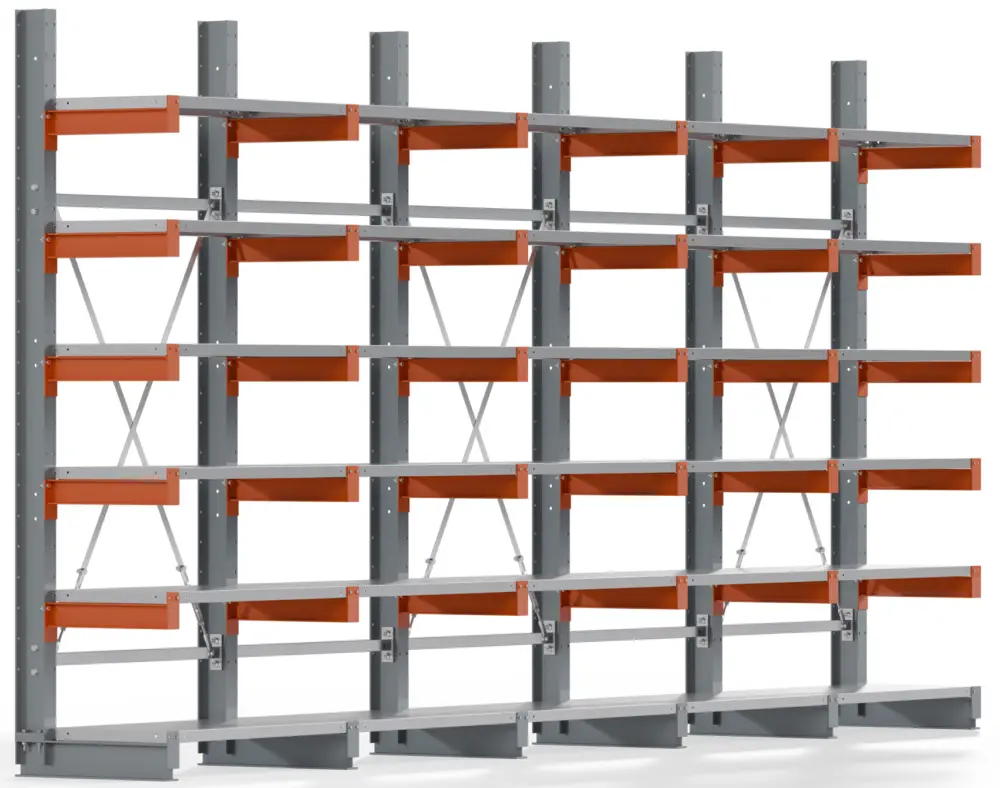 Sonderangebot Regalwerk KARL BASIC 2100 Kragarmregal Stahlboden einseitig Komplettset 2500 x 5000 x 500 mm