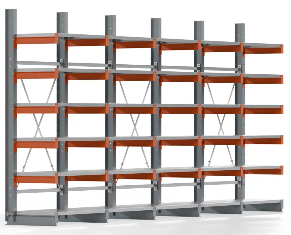 Wochenendangebot Regalwerk KARL BASIC 1750 Kragarmregal Stahlboden einseitig Komplettset 2500 x 5000 x 600 mm