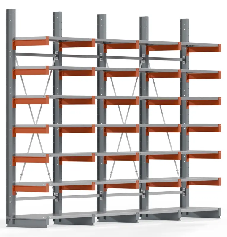 Regalwerk KARL BASIC 1550 Kragarmregal Stahlboden einseitig Komplettset 3000 x 4000 x 600 mm Finale Aktion