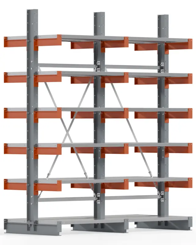 Geprüft Regalwerk KARL BASIC 2500 Kragarmregal Stahlboden doppelseitig Komplettset 2500 x 2000 x 800 mm
