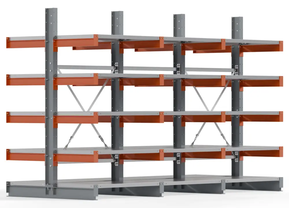 Regalwerk KARL BASIC 1800 Kragarmregal Stahlboden doppelseitig Komplettset 2000 x 3000 x 1200 mm Begrenztes Angebot