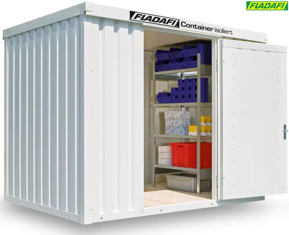 Neuheit FLADAFI Thermocontainer 3050 x 2170 x 2405 mm mit Holzboden - 1-flügelige Tür auf 2 m Seite