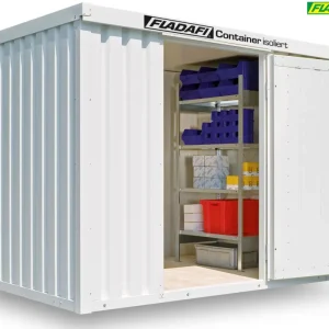 FLADAFI Thermocontainer 3050 x 2170 x 2405 mm mit Holzboden - 2-flügelige Tür breit auf 3 m Seite Geprüft