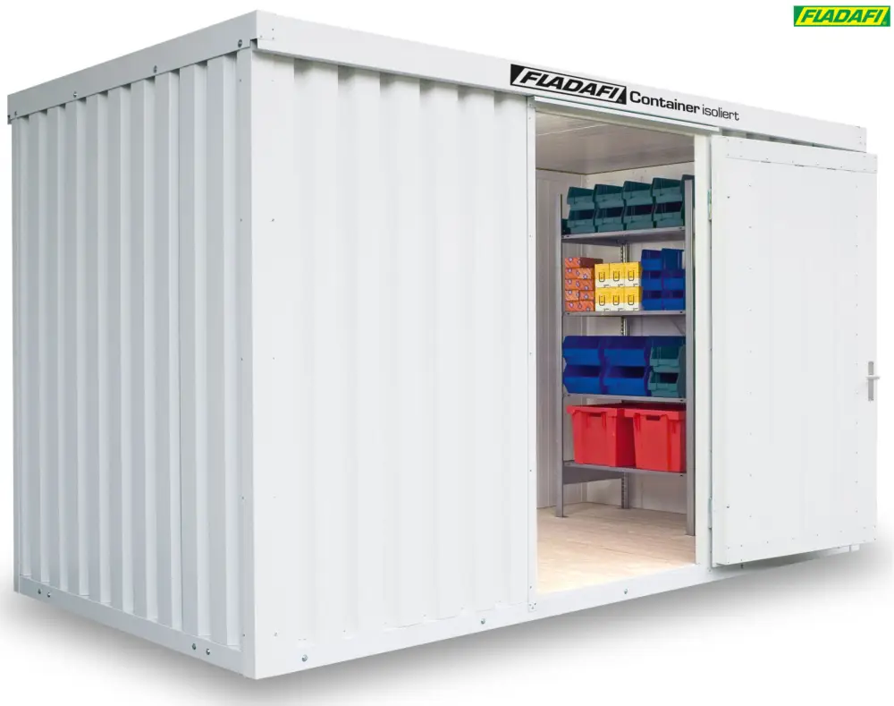 FLADAFI Thermocontainer 4050 x 2170 x 2405 mm mit Holzboden - 1-flügelige Tür auf 2 m Seite Preisknaller