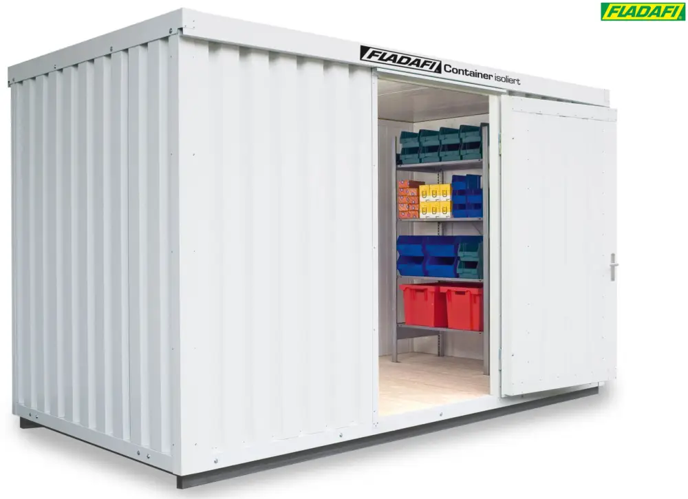 Wochenendangebot FLADAFI Thermocontainer 4050 x 2170 x 2465 mm mit isoliertem Boden - 1-flügelige Tür auf 2 m Seite