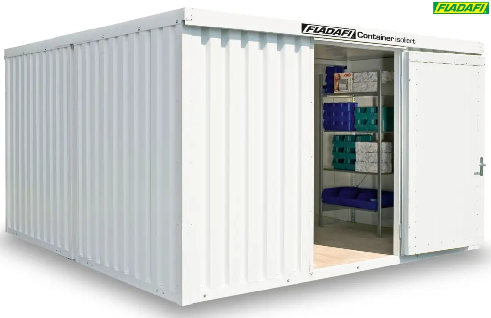 FLADAFI Thermocontainer Kombination 4050 x 4340 x 2405 mm mit Holzboden - 2-flügelige Tür auf 4 m Se Schnäppchen