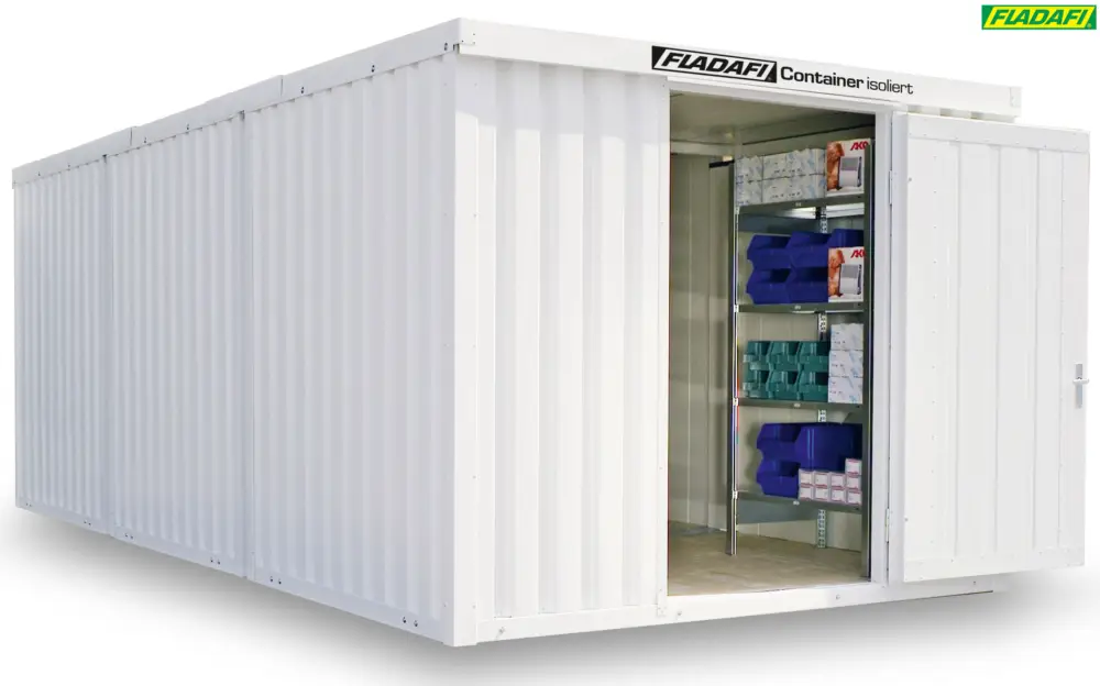 FLADAFI Thermocontainer Kombination 3050 x 6520 x 2405 mm mit Holzboden - 1-flügelige Tür auf 3 m Se Direktkauf