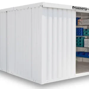 Saisonangebot FLADAFI Thermocontainer Kombination 4050 x 6520 x 2405 mm mit Holzboden - 2-flügelige Tür auf 6 m Se