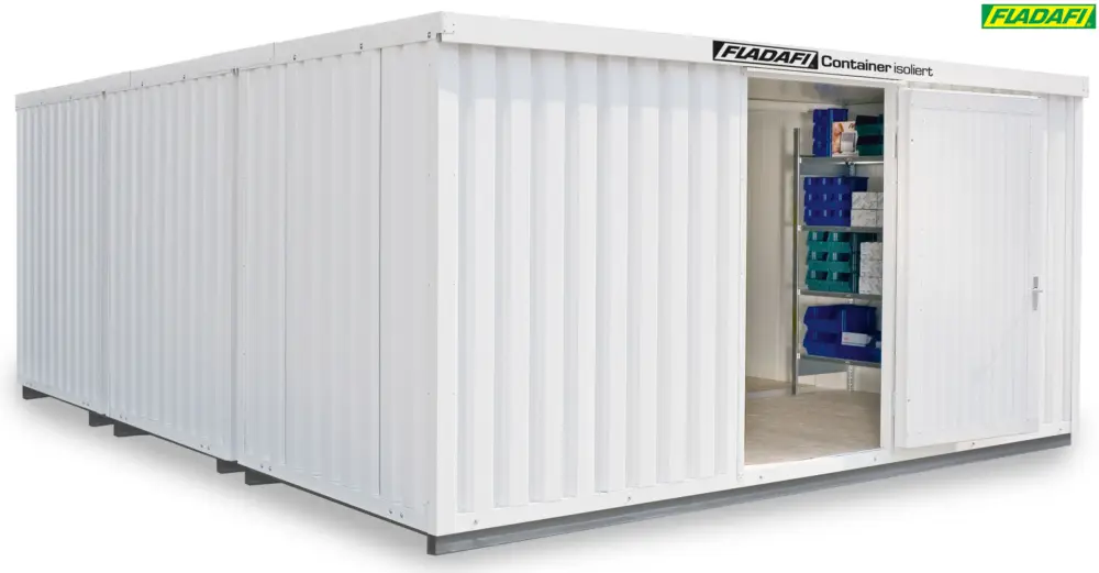 FLADAFI Thermocontainer Kombination 5080 x 6520 x 2465 mm mit isoliertem Boden - 2-flügelige Tür auf Neue Kollektion