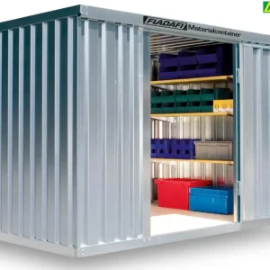 Letzte Chance FLADAFI Materialcontainer 3050 x 2170 x 2150 mm mit Holzboden - 2-flügelige Tür auf 3 m Seite
