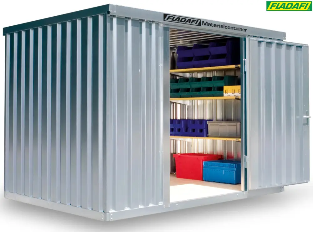 FLADAFI Materialcontainer 3050 x 2170 x 2150 mm mit Holzboden - 1-flügelige und 2-flügelige Tür Begrenztes Angebot