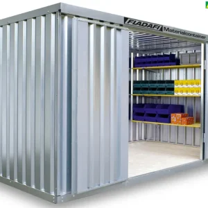 Angebot FLADAFI Materialcontainer 4050 x 2170 x 2150 mm mit Holzboden - 2-flügelige Tür auf 4 m Seite