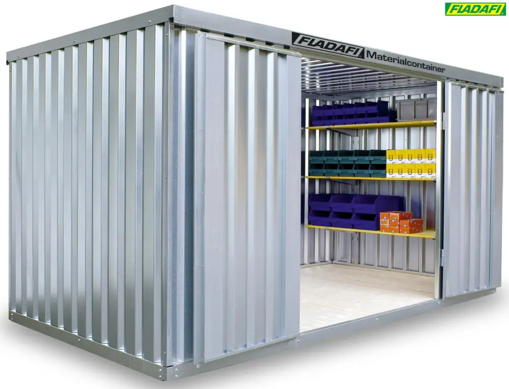 Angebot FLADAFI Materialcontainer 4050 x 2170 x 2150 mm mit Holzboden - 2-flügelige Tür auf 4 m Seite