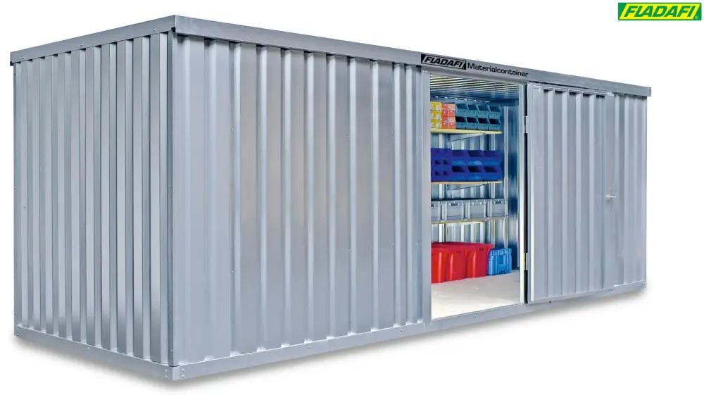 Top-Preis FLADAFI Materialcontainer 6080 x 2170 x 2150 mm mit Holzboden - 1-flügelige und 2-flügelige Tür