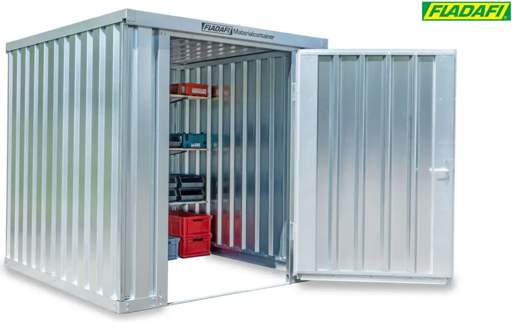 Finale Aktion FLADAFI Materialcontainer 2100 x 2170 x 2150 mm ohne Boden - 1-flügelige Tür auf 2 m Seite