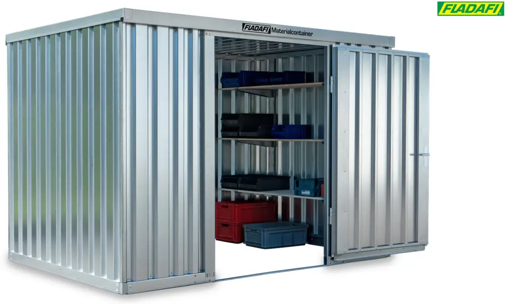 FLADAFI Materialcontainer 3050 x 2170 x 2150 mm ohne Boden - 2-flügelige Tür breit auf 3 m Seite Bestpreis