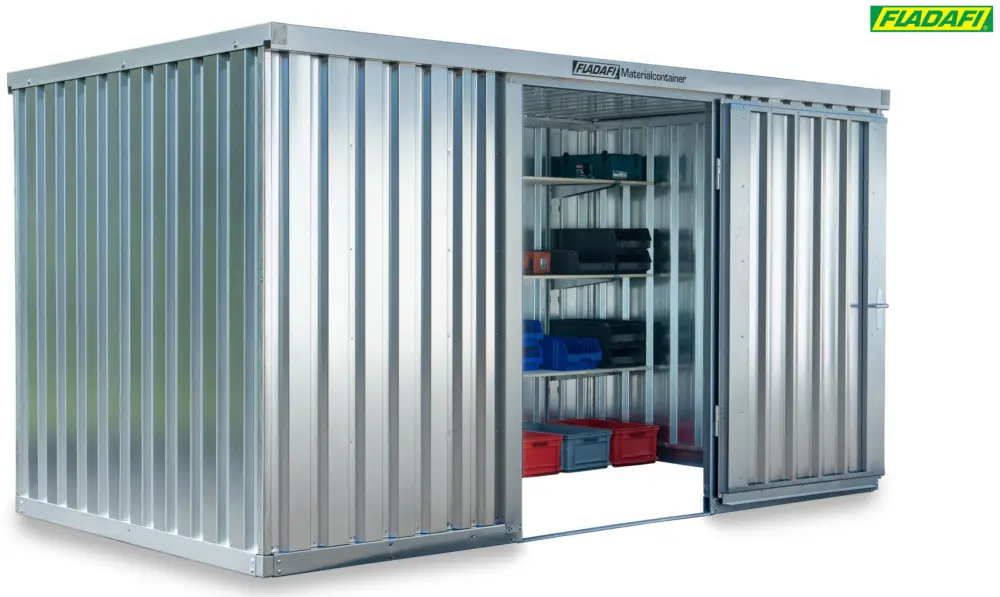 Abverkauf FLADAFI Materialcontainer 4050 x 2170 x 2150 mm ohne Boden - 1-flügelige Tür auf 2 m Seite