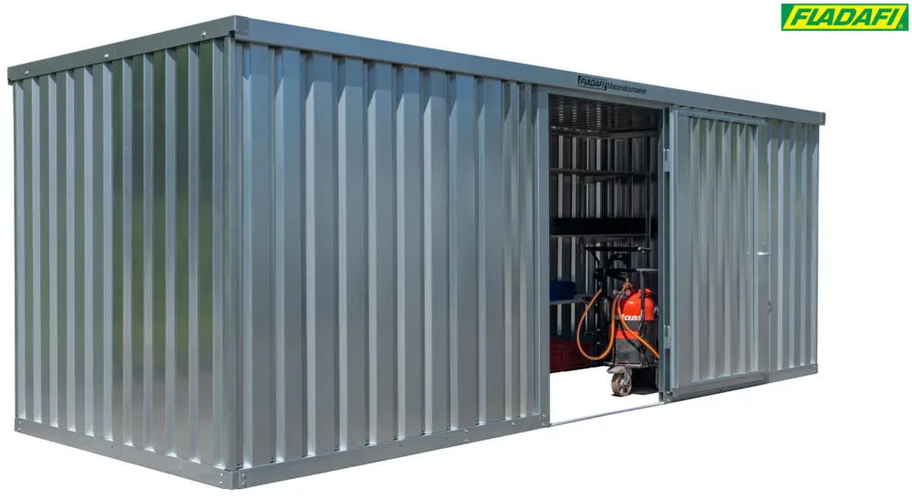 Top-Preis FLADAFI Materialcontainer 6080 x 2170 x 2150 mm ohne Boden - 1-flügelige Tür auf 2 m Seite