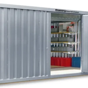 Echt FLADAFI Materialcontainer Kombination 5080 x 4340 x 2150 mm mit Holzboden - 2-flügelige Tür auf 4 m
