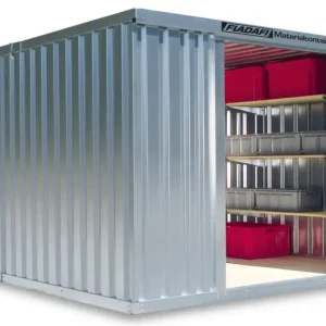 Letzte Chance FLADAFI Materialcontainer Kombination 3050 x 6520 x 2150 mm mit Holzboden - 2-flügelige Tür auf 6 m