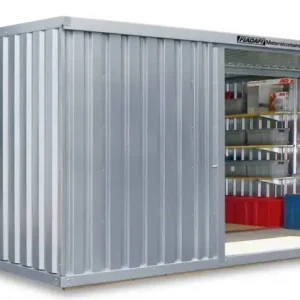 Finale Aktion FLADAFI Materialcontainer Kombination 5080 x 6520 x 2150 mm mit Holzboden - 2-flügelige Tür auf 6 m