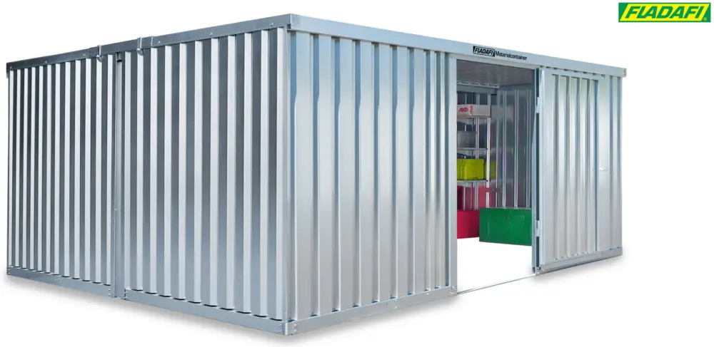 FLADAFI Materialcontainer Kombination 5080 x 4340 x 2150 mm ohne Holzboden - 2-flügelige Tür auf 5 m Direktkauf