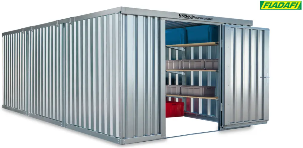FLADAFI Materialcontainer Kombination 3050 x 6520 x 2150 mm ohne Holzboden - 1-flügelige und 2-flüge Solange Der Vorrat Reicht