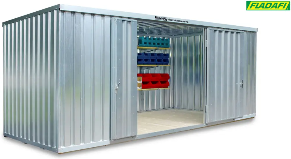 Billig FLADAFI Materialcontainer 6020 x 2170 x 2532 mm mit Holzboden - 2-flügelige Tür auf 6 m Seite