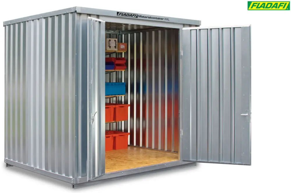 FLADAFI Materialcontainer 3020 x 2540 x 2595 mm mit Holzboden - 2-flügelige Tür auf 2 m Seite Neue Ware