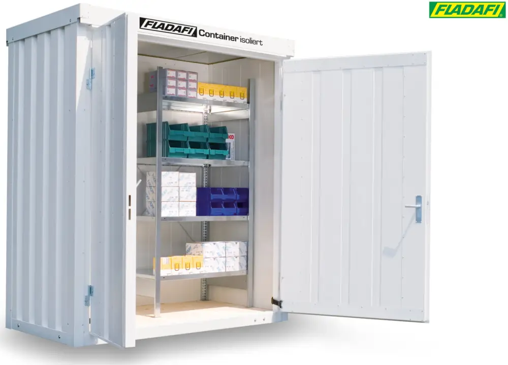 Preis Gesenkt FLADAFI Thermocontainer 2100 x 1140 x 2405 mm mit Holzboden - 2-flügelige Tür auf 2 m Seite