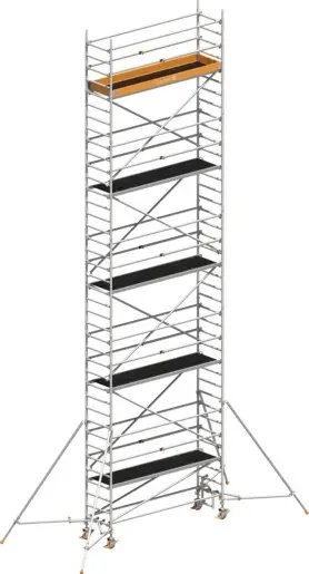 Neue Ware Fahrgerüst Layher Uni Standard P2 hawego 1411129 mit Stützen und Telegeländer - Arbeitshöhe 11,20 m