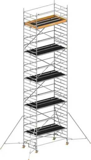Saisonangebot Fahrgerüst Layher Uni Breit P2 hawego 1412129 mit Stützen und Telegeländer - Arbeitshöhe 11,20 m