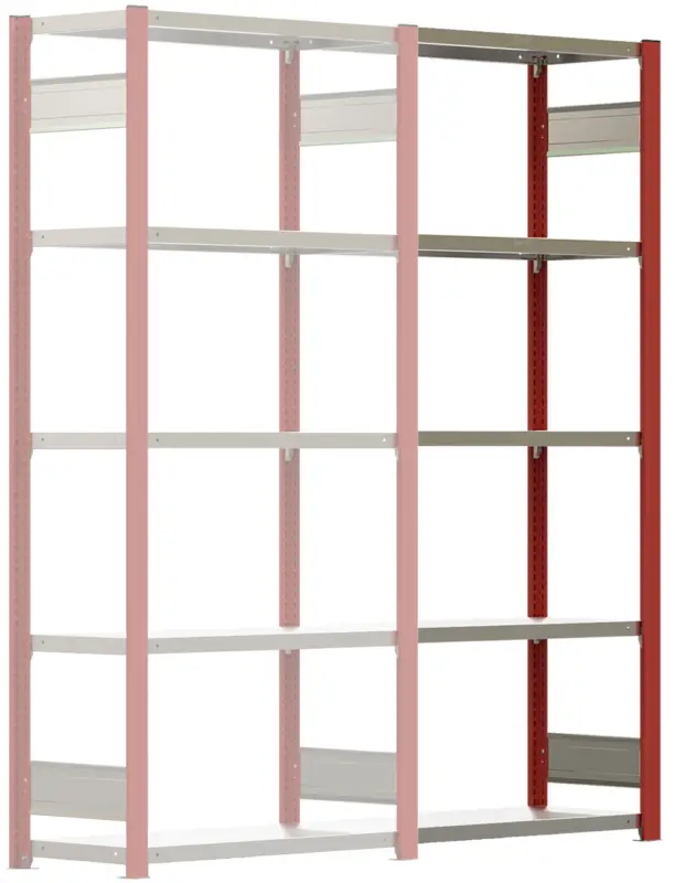 Regalwerk BERT Schwerlastregal 350 6 Anbaufeld 2500 x 875 x 400 mm - RAL 3000 Knallerangebot