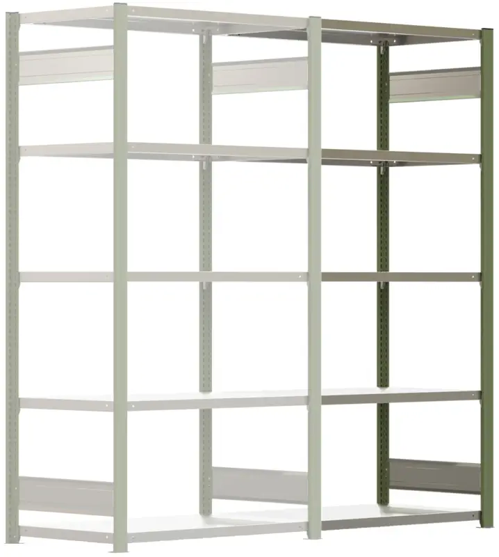 Wochenendangebot Regalwerk BERT Schwerlastregal 350 7 Anbaufeld 3000 x 1005 x 600 mm - RAL 6011
