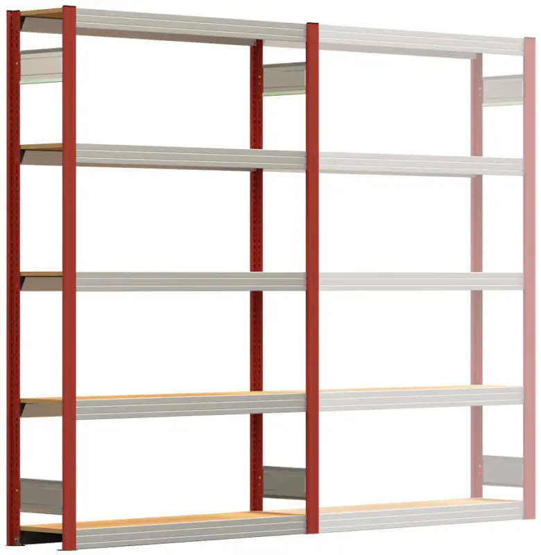 Regalwerk BERT Großfachregal 250 5 Grundfeld 2000 x 1285 x 300 mm - RAL 3000 Must-Have