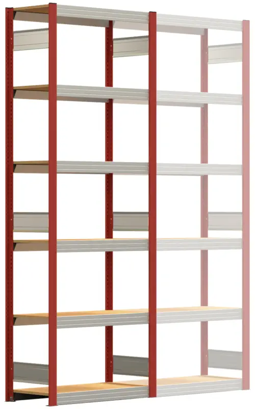 Regalwerk BERT Großfachregal 250 6 Grundfeld 2500 x 875 x 400 mm - RAL 3000 Highlight