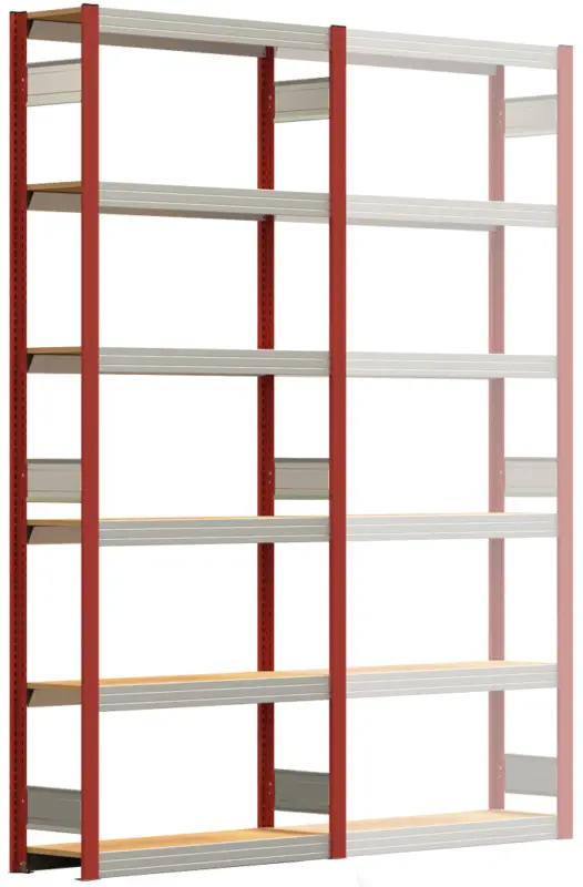 Regalwerk BERT Großfachregal 250 6 Grundfeld 2500 x 1005 x 300 mm - RAL 3000 Sonderangebot
