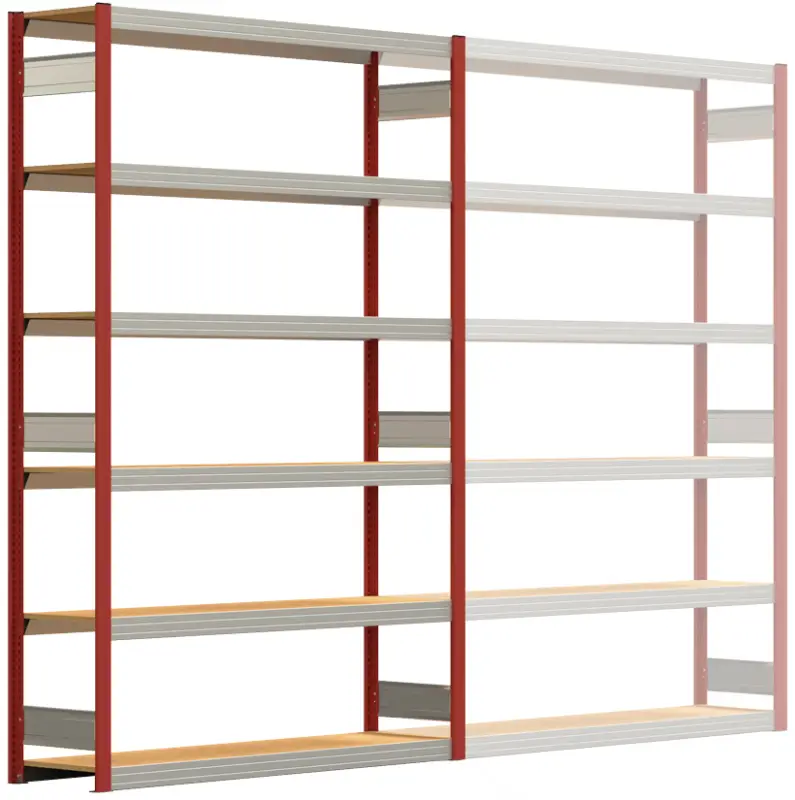 Regalwerk BERT Großfachregal 250 6 Grundfeld 2500 x 1695 x 400 mm - RAL 3000 Sichere Zahlung