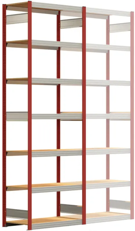 Regalwerk BERT Großfachregal 250 7 Grundfeld 3000 x 1005 x 500 mm - RAL 3000 Billig