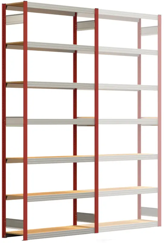 Regalwerk BERT Großfachregal 250 7 Grundfeld 3000 x 1285 x 400 mm - RAL 3000 Sofort Bestellen