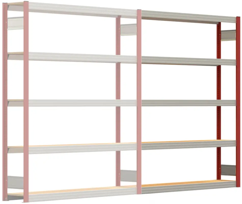 Must-Have Regalwerk BERT Großfachregal 250 5 Anbaufeld 2000 x 1695 x 300 mm - RAL 3000