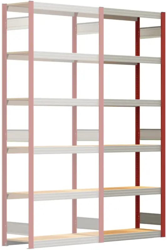 Regalwerk BERT Großfachregal 250 6 Anbaufeld 2500 x 1005 x 400 mm - RAL 3000 Preisknaller