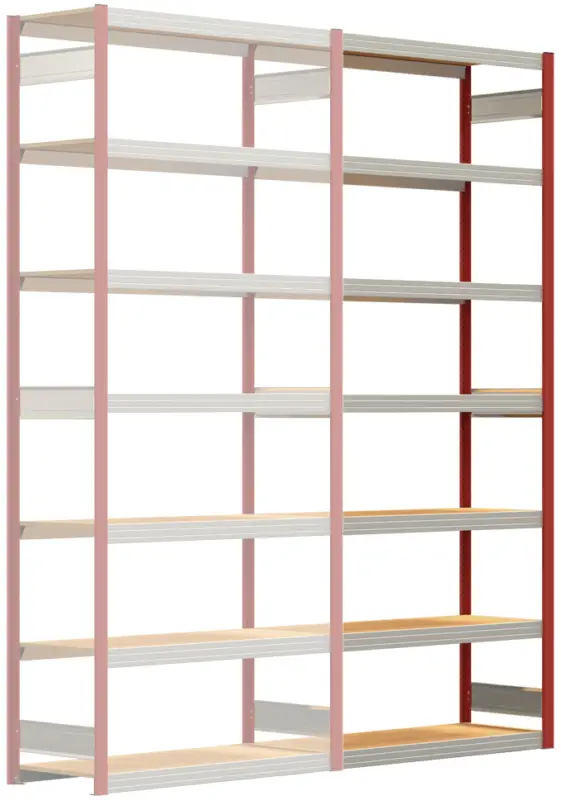 Markenware Regalwerk BERT Großfachregal 250 7 Anbaufeld 3000 x 1285 x 500 mm - RAL 3000