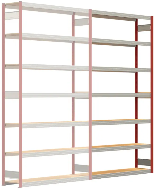 Regalwerk BERT Großfachregal 250 7 Anbaufeld 3000 x 1695 x 400 mm - RAL 3000 Aktuell