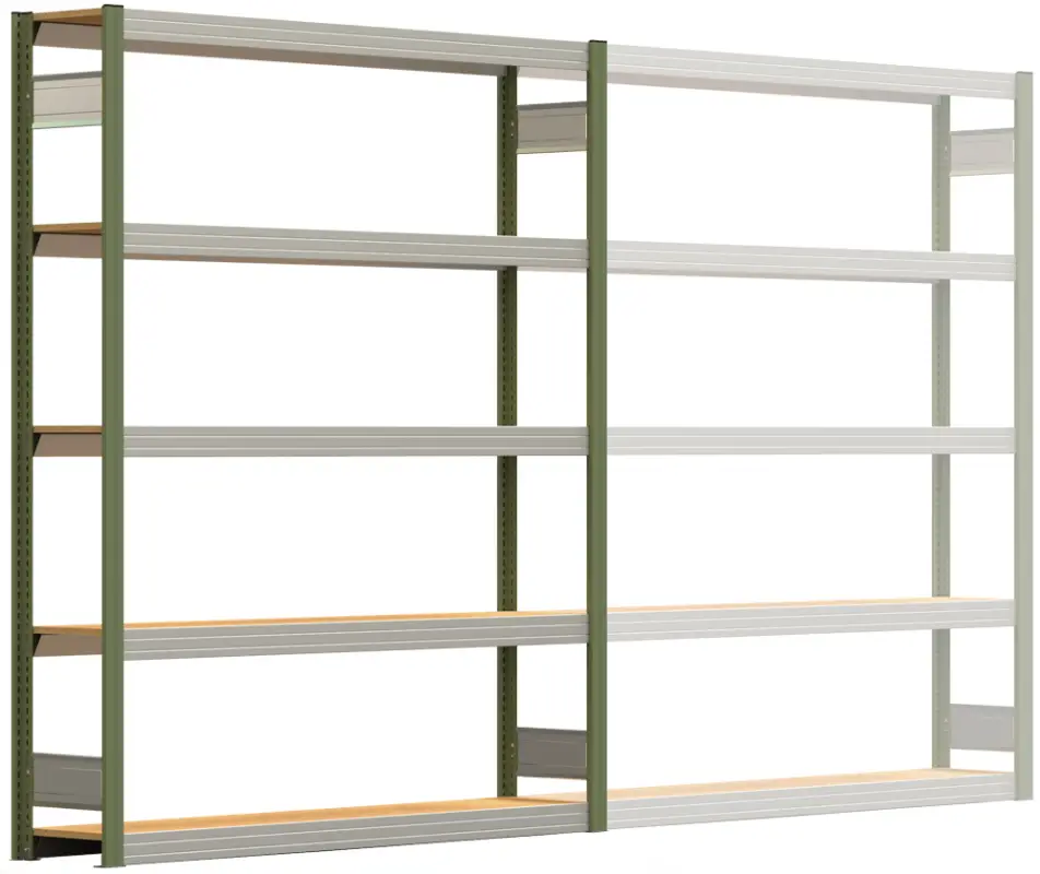 Regalwerk BERT Großfachregal 250 5 Grundfeld 2000 x 1695 x 300 mm - RAL 6011 Bestpreis
