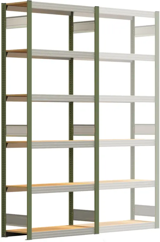 Regalwerk BERT Großfachregal 250 6 Grundfeld 2500 x 1005 x 400 mm - RAL 6011 Billig