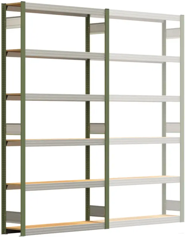 Super-Preis Regalwerk BERT Großfachregal 250 6 Grundfeld 2500 x 1285 x 300 mm - RAL 6011
