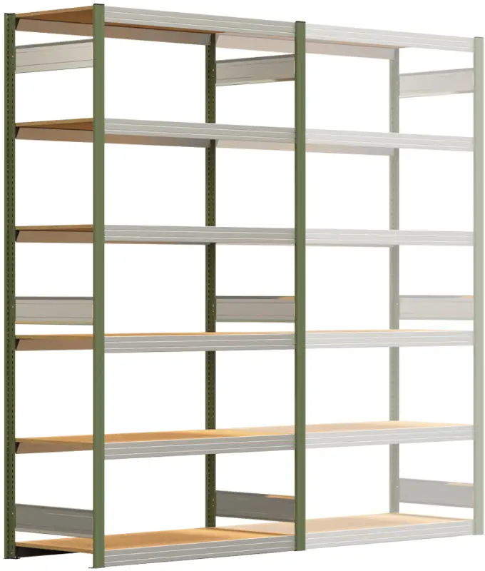 Regalwerk BERT Großfachregal 250 6 Grundfeld 2500 x 1285 x 600 mm - RAL 6011 Jetzt Kaufen